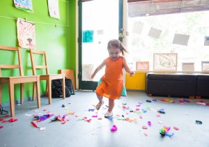 Girl running in daycare