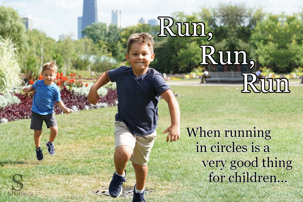 Boys running outside