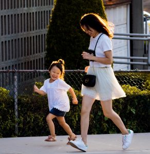 Mom and Girl Running