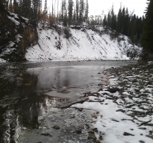 River with melting ice