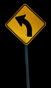 Left turn road sign