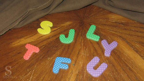 Foam letters under blanket