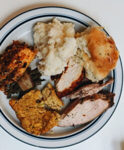 Turkey dinner on a plate