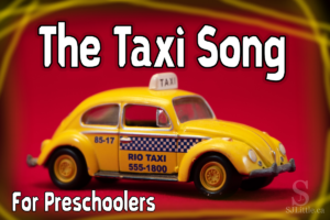 Toy taxi with title: The Taxi Song